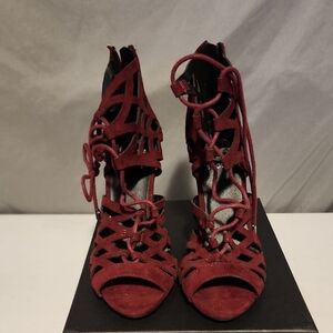 Guess Red Heels with Intricate Cut-Out Design